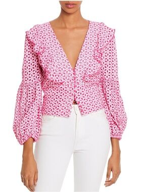 Bardot Camille Pink Eyelet Blouse